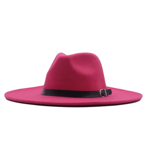 Chapeau Fedora Vintage en Feutre de Laine à Large Bord pour Hommes Femmes Automne Hiver Chapeau de Jazz avec Boucle de Ceinture