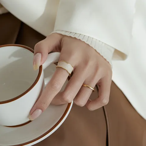 Dames Geometrische Brede Open Ring Koper Geglazuurde Drip Ring Mode Woon-werkverkeer Dagelijkse Sieraden Vingerring