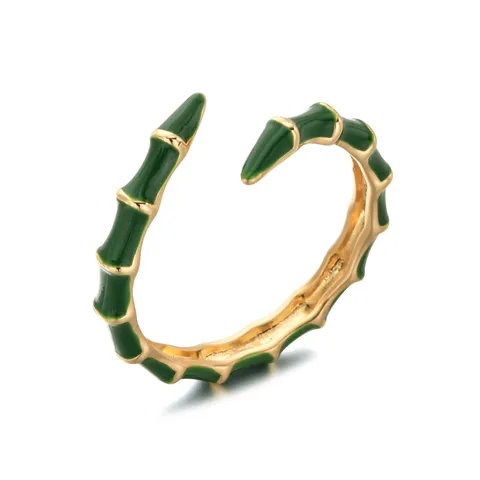Eleganter Kupfer Bambusknoten Verstellbarer Ring Buntes Emaille Tropföl Minimalistischer Modeschmuck Für Damen