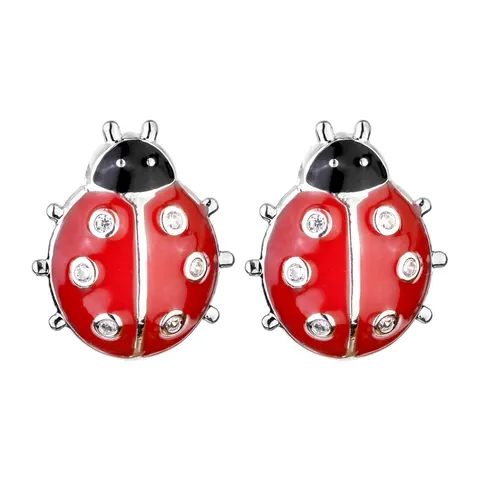 Mode Emaille Marienkäfer Ohrstecker Für Damen Süße Kupfer Insekt Strass Ohrringe Mit Silber Ohrringpfosten Schmuck