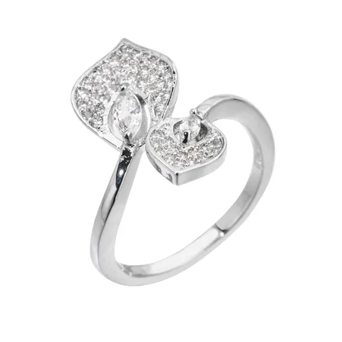 Leichter Luxus Kupfer Zirkonia Blatt Ring Mode Personalisiert Lotusblatt Mikro Eingelegt Offener Ring Hochzeit Party Schmuck Geschenk Für Damen