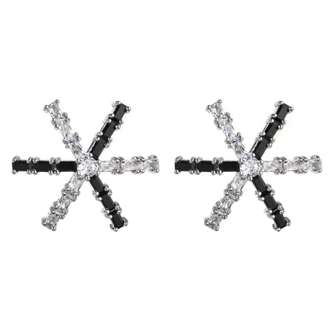 Elegante Kupfer Zirkonia Schneeflocke Ohrstecker Süß Romantisch Geometrische Sternenbrille Ohrringe Für Damen Hochzeit Party Schmuck