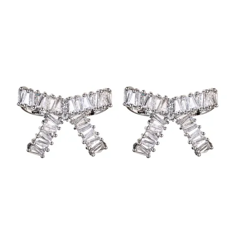 Mode Kupfer Schleife Ohrstecker Funkelnde Strass Schleifenknoten Schmuck Für Damen Hochzeit Bankett Party Zubehör