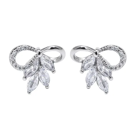 Mode Kupfer Strass Ohrstecker Weizenähre Schleife Design Süßer Stil Ohrstecker Für Damen Hochzeit Party Schmuck Geschenk