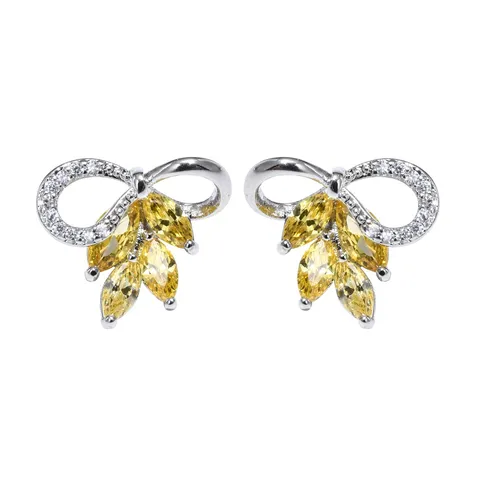 Mode Kupfer Strass Ohrstecker Weizenähre Schleife Design Süßer Stil Ohrstecker Für Damen Hochzeit Party Schmuck Geschenk