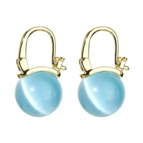 Minimalistische Kupfer Opal Ohrhänger Ohrringe Süße Runde Kugel Opal Creolen Elegante Feine Schmuck Geschenk Für Damen