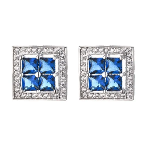 Luxus Kupfer Strass Würfel Ohrstecker Für Damen Mädchen Retro Mode Geometrisch Eingelegt Mehrfarbig Quadratische Ohrringe Schmuck Geschenk