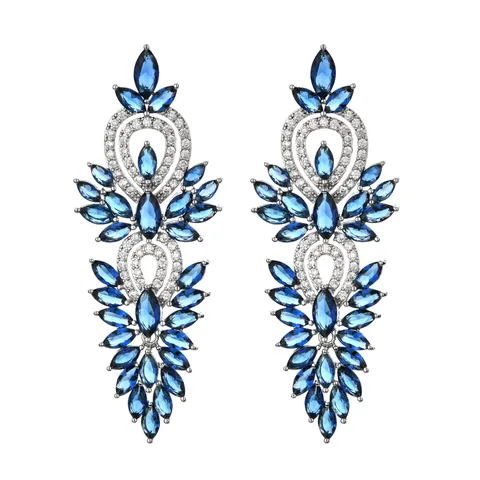 Mode Lange Marquise Quaste Strass Hänger Ohrringe Für Damen Mädchen Kupfer Galvanisiert Hochzeit Party Schmuck Geschenk