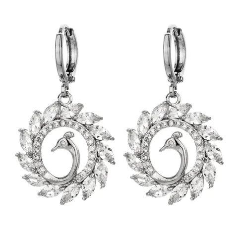 Mode Kupfer Strass Schwan Ohrringe Trendige Neo-Chinesische Tier Kristall Hängeohrringe Für Frauen Hochzeit Party Schmuck Geschenk