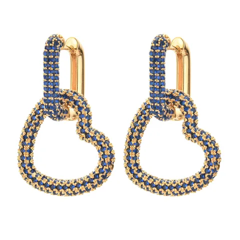 Elegante Herzförmige Zirkonia Ohrstecker Vergoldete Legierung Mikro Eingelegte Herz Ohrringe Für Damen Hochzeit Party Schmuck