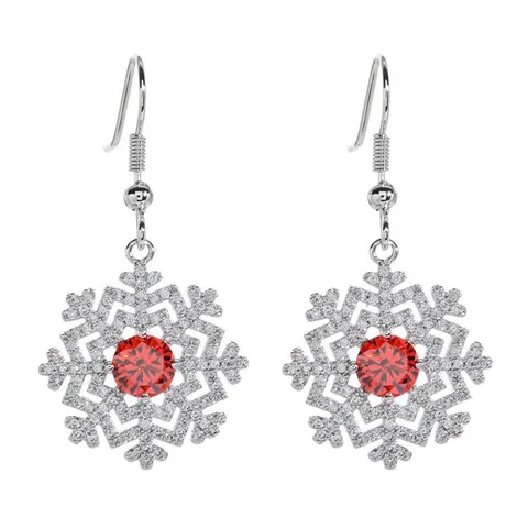 Elegante Kupfer Mikro-Eingelegt Zirkonia Schneeflocke Ohrhänger Für Damen Hochzeit Party Mode Süßer Schmuck Schneeflocke Haken Ohrringe