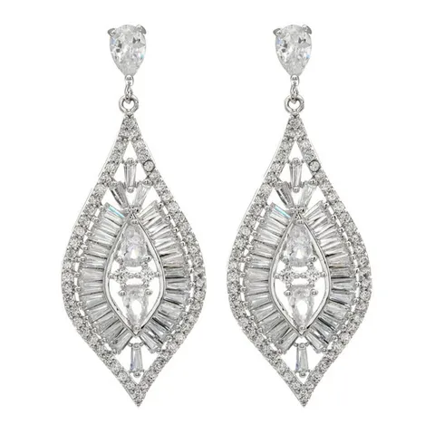 Elegante Kupfer Zirkonia Quaste Hängeohrringe Glänzende Wassertropfen Lange Kette Kronleuchter Statement Ohrringe Schmuck Für Frauen