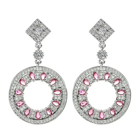 Koreanische Mode Elegante Runde Strass Tropfen Ohrringe Für Frauen Geometrische Kupfer Vergoldet Glänzenden Schmuck Party Alltag Geschenk