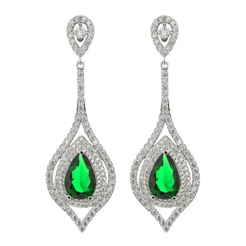 Mode Kreative Wassertropfen Zirkonia Ohrringe Elegante Lange Kupfer Hängeohrringe Für Damen Hochzeit Party Schmuck Geschenk