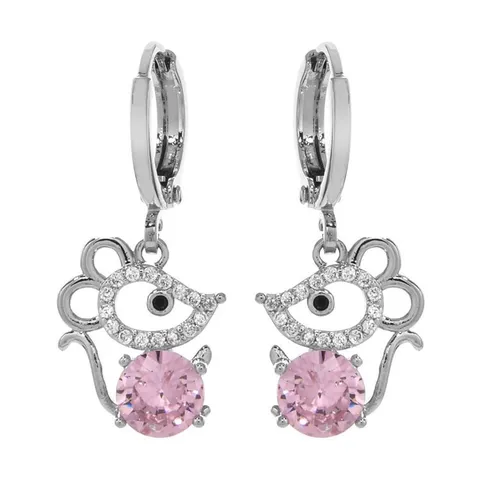 Süße Kupfer Strass Maus Ohrhänger Temperament Süße Tier Ohrhaken Ohrringe Für Damen Hochzeit Party Schmuck Geschenk