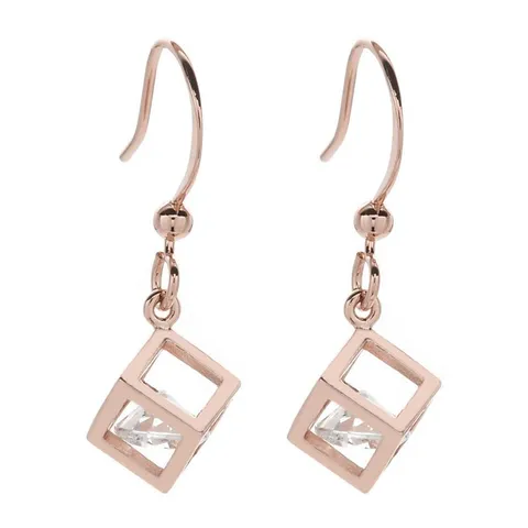 Koreanischer Stil Geometrischer Würfel Strass Ohrhänger Für Damen Elegante Kupfer Hohlquadrat Ohrringe Hochzeit Party Schmuck