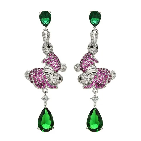 Französischer Stil Kupfer Strass Süße Hase Ohrhänger Vintage Elegante Wassertropfen Ohrringe Für Damen Schmuck Geschenk
