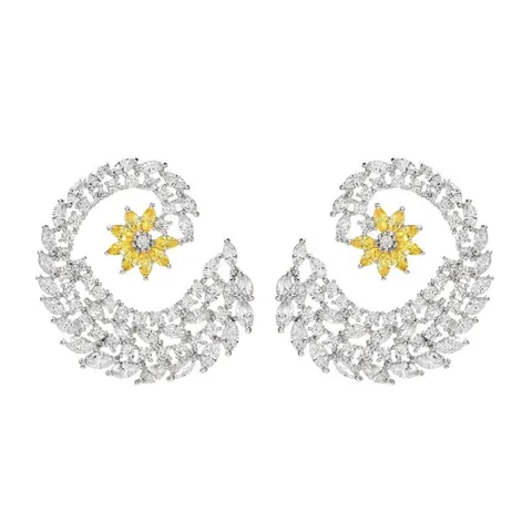 AAA Zirkonia Blume Spiral Ohrstecker Für Damen Kupfer Eingelegte Zirkonia Elegante Ohrringe Für Hochzeit Party Geschenk