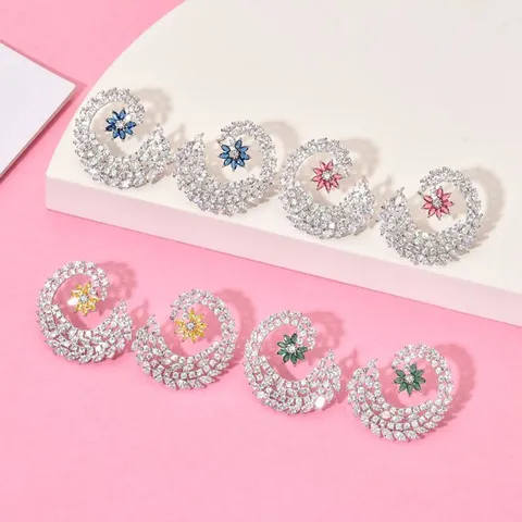 AAA Zirkonia Blume Spiral Ohrstecker Für Damen Kupfer Eingelegte Zirkonia Elegante Ohrringe Für Hochzeit Party Geschenk