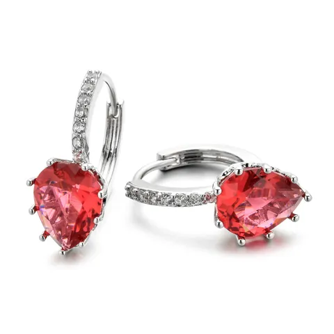 Mode Koreanisch Kupfer Wassertropfen Zirkonia Huggie Ohrringe Für Damen Mädchen Süß Romantisch Versilbert Schmuck Geschenk