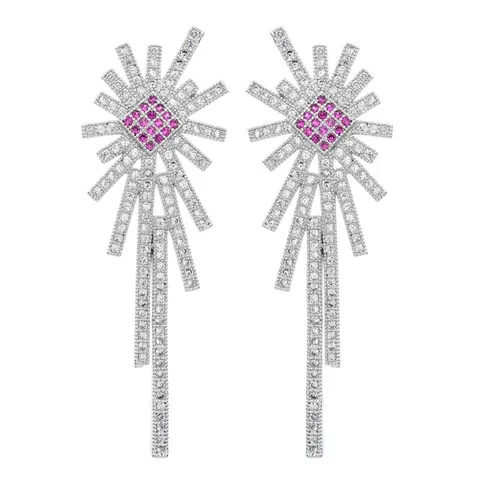 Elegante Geometrische Quaste Ohrhänger Für Damen Luxus Kupfer Zirkonia Ohrringe Braut Hochzeit Party Schmuck Geschenk