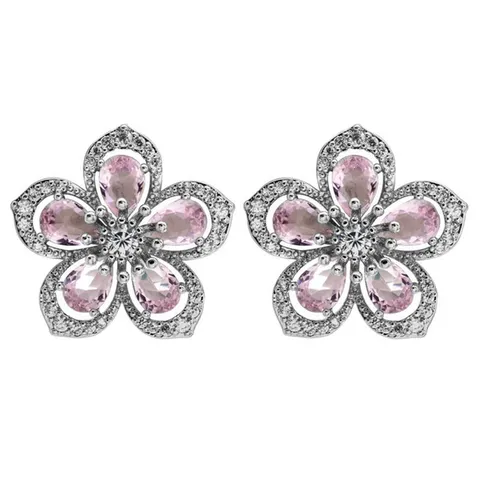 Mode Kupfer Zirkonia Blume Ohrstecker Für Damen Koreanischen Stil Elegante Florale Zirkonia Piercing Ohrringe Schmuck Geschenk