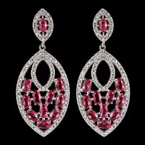 Modische Marquise Geometrische Eingelegte Zirkonia Hängende Quaste Kupfer Galvanisierte Statement Ohrringe Für Damen Casual Party Feiner Schmuck Geschenk