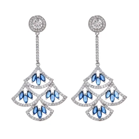 Kupfer Zirkonia Fächerförmige Quaste Ohrringe Für Damen Elegant Lang Retro Baumeln Schmuck Für Bankett Hochzeit Party Geschenk