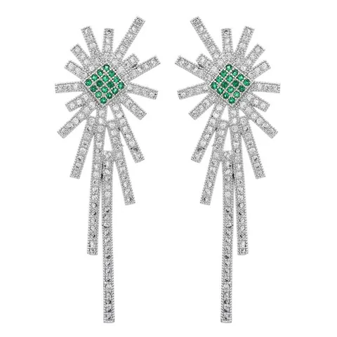 Elegante Geometrische Quaste Ohrhänger Für Damen Luxus Kupfer Zirkonia Ohrringe Braut Hochzeit Party Schmuck Geschenk