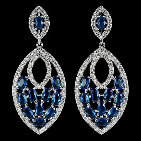 Modische Marquise Geometrische Eingelegte Zirkonia Hängende Quaste Kupfer Galvanisierte Statement Ohrringe Für Damen Casual Party Feiner Schmuck Geschenk