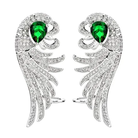 Mode Kupfer Zirkonia Flügel Ohrstecker Quaste Ohrringe Symmetrische Ohrstecker Statement Modeschmuck Für Frauen Party Geburtstag Geschenk