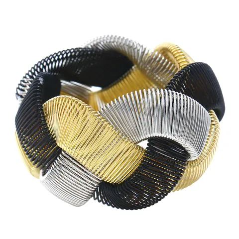 Unisex Punk Heavy Metal Chunky Alloy Woven Bracelet Oversized Multicolored Twisted Cable Chain Cuff Bangle Party Jewelry