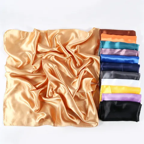 Γυναικείο Fashion Casual Solid Color Satin Square Scarf Silk Feel Headscarf Neck Scarf Elegant Daily Shawl