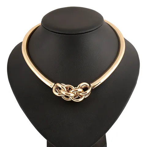 Collar Choker de Metal de Aleación Exagerado Euro-Americano Punk Vintage Trenzado Empalme Circular Declaración Joyería de Cuello
