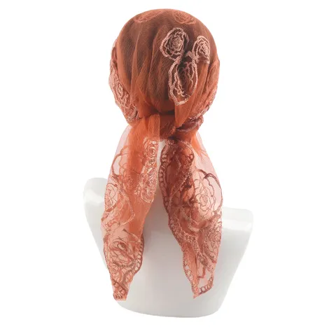 Dames Bloemen Geborduurd Mesh Hoofddoek Ademende Turban Sjaal Elegante Hoofddeksel Accessoires