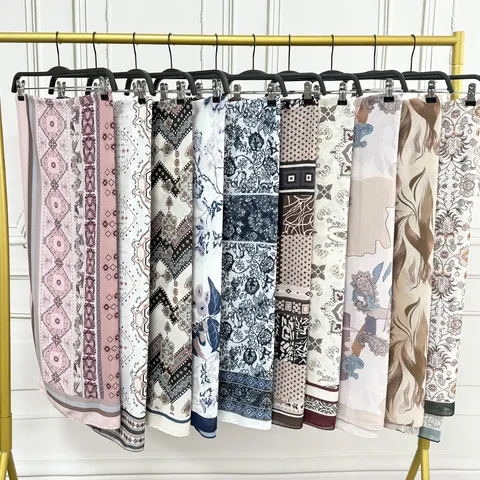 Donna Etnico Stampato Chiffon Sciarpa Leggero Lungo Scialle Morbido Copricapo Per Viaggio Spiaggia