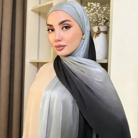 Vrouwen Verloop Satijn Lange Sjaal Zijde Gevoel Gekreukte Shawl Lichtgewicht Hoofdsjaal Zachte Mode Nek Wrap Voor Dagelijks Gebruik