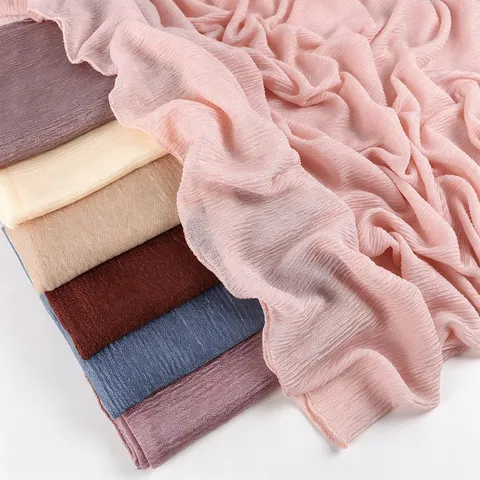 Γυναικείο Μακρύ Σκαρφ Μαλακό Αναπνεύσιμο Polyester Πλισέ Hijab Solid Color Lightweight Fashion Wrap Daily Headscarf