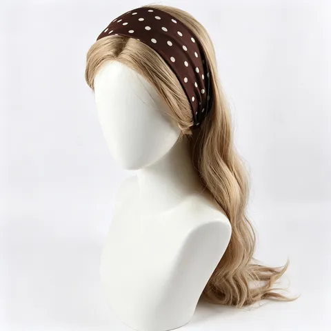Fascia per Capelli Elastica Larga con Stampa a Pois per Donna Turbante Alla Moda Fascia per Capelli Sportiva Yoga in Poliestere