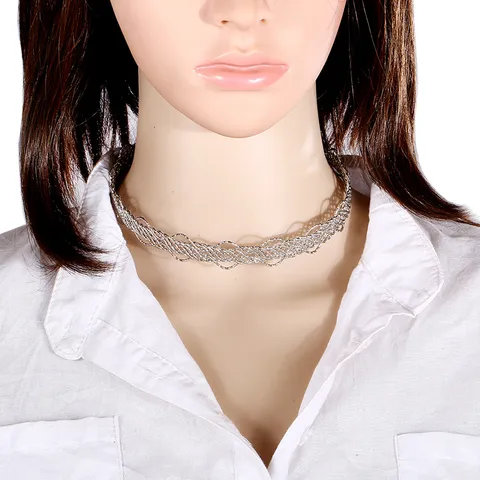 Vintage Punk Hierro Collar Choker Calado Filigrana Abierto Cuello Anillo Metálico Collar Moda Joyería Para Mujeres Fiesta