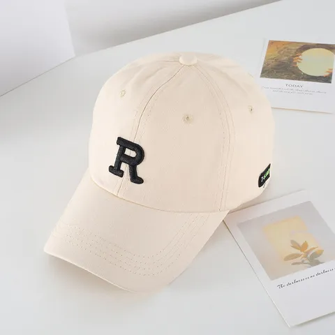 Berretto da Baseball Unisex Ricamato Lettera R Cotone Regolabile Parasole Sport all'Aperto Tempo Libero Moda Streetwear Cappello