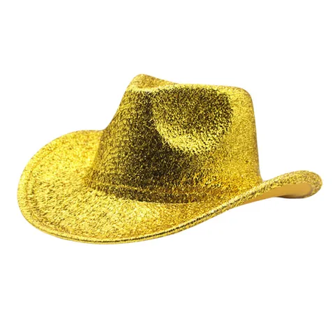 Polyester Sequin Jazz Hat Unisex Western Cowboy Fedora Hat Glitter Stage Performance Party Hat Costume Accessories