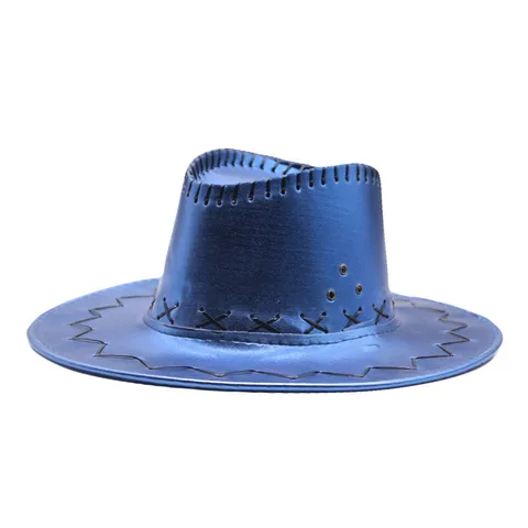 Metallic Western Cowboy Hat For Adults Wide Brim Jazz Costume Hat Party Halloween Sunshade Dress Up Props