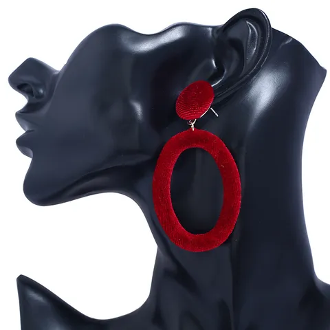 Orecchini Pendenti Ovali Grandi Avvolti in Velluto da Donna Orecchini a Bottone Tondi Geometrici in Lega Gioielli di Moda Vintage Regalo