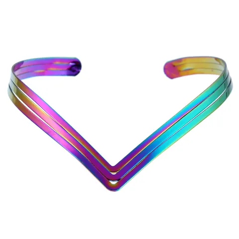 Collar de Gargantilla de Metal Estilo Occidental Cuello Falso Personalizado Arcoiris Multicolor Gargantilla Geométrica Joyería de Regalo