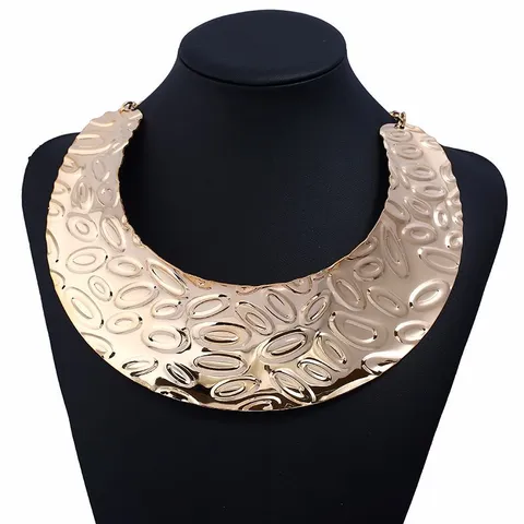 Vintage Punk Übertriebene Eisen Choker Halskette Für Damen Geometrisches Geprägtes Muster Statement Torque Streetwear Schmuck