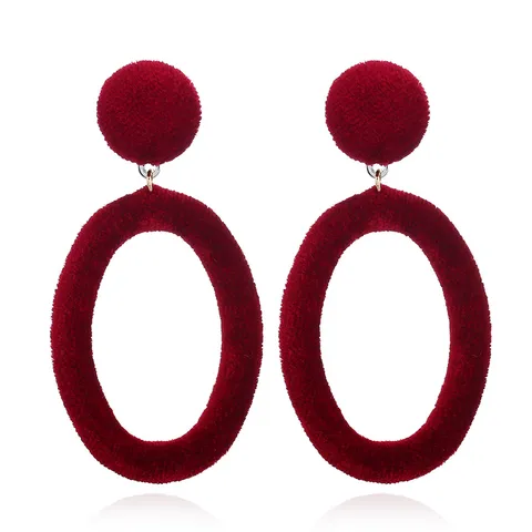 Orecchini Pendenti Ovali Grandi Avvolti in Velluto da Donna Orecchini a Bottone Tondi Geometrici in Lega Gioielli di Moda Vintage Regalo