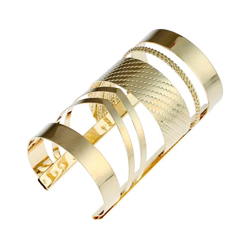 Vintage Punk Ferro Svuotato Polsino Aperto Bracciale Rigido per Donna Uomo Multistrato Geometrico Onda Metallico Statement Bracciale Gioielli