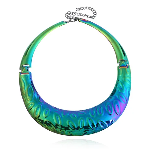 Punk Mode Eisen Drehmoment Choker Halskette Geometrische Wasser Welle Geprägt Übertrieben Breite Metall Kragen Halskette Für Party Damen