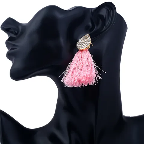 Boho Ethnisch Legierung Strass Wassertropfen Quasten Ohrringe Für Damen Lange Fransen Statement Hängende Ohrringe Schmuck